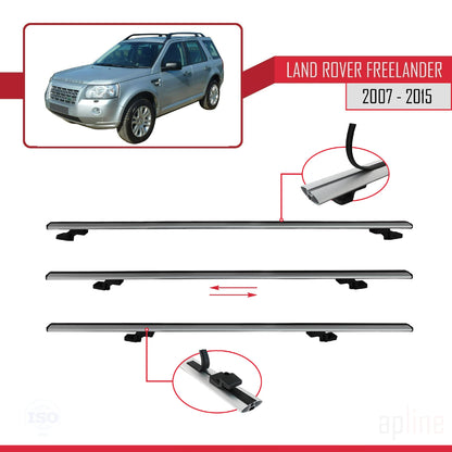 Compatible avec Land Rover Freelander 2 (L359) 2007-2015 BASIC Model Barres de Toit Railing Porte-Bagages de Voiture Gris Aluminium 3 Barres
