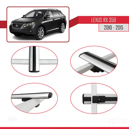Compatible with Lexus RX 3 (AL10) 2010-2015 BASIC Model Car Roof Rack Cross Bar Grey Aluminium 3 Bars