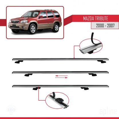 Compatible with Mazda Tribute 2000-2007 BASIC Model Car Roof Rack Cross Bar Grey Aluminium 3 Bars