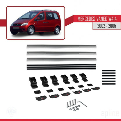Compatible with Mercedes Vaneo (W414) 2002-2005 BASIC Model Car Roof Rack Cross Bar Grey Aluminium 3 Bars