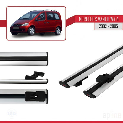 Compatible with Mercedes Vaneo (W414) 2002-2005 BASIC Model Car Roof Rack Cross Bar Grey Aluminium 2 Bars