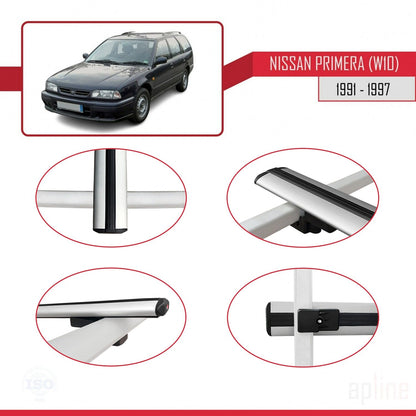 Compatible avec Nissan Primera (W10) Traveller 1991-1997 BASIC Model Barres de Toit Railing Porte-Bagages de Voiture Gris Aluminium 3 Barres