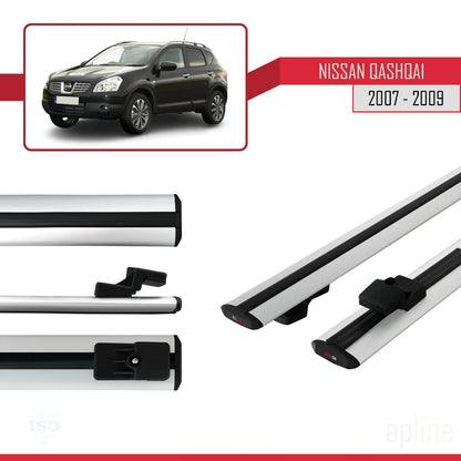 Compatible avec Nissan Qashqai (J10) Pre-Facelift 2007-2009 BASIC Model Barres de Toit Railing Porte-Bagages de Voiture Gris Aluminium 2 Barres