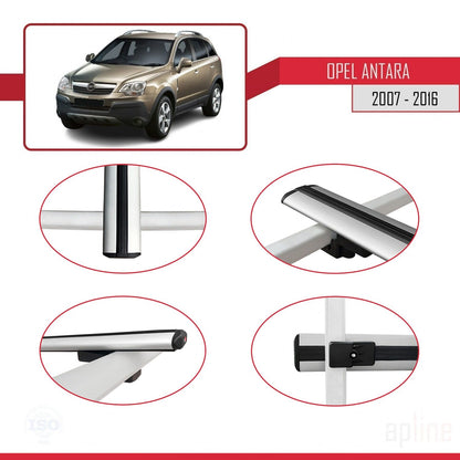 Compatible avec Opel Antara 2007-2016 BASIC Model Barres de Toit Railing Porte-Bagages de Voiture Gris Aluminium 2 Barres