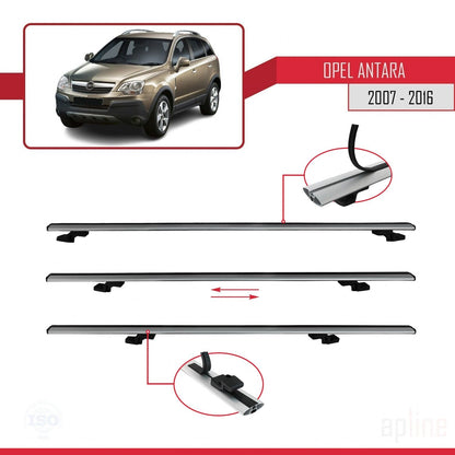 Compatible avec Opel Antara 2007-2016 BASIC Model Barres de Toit Railing Porte-Bagages de Voiture Gris Aluminium 2 Barres
