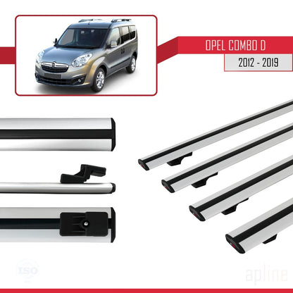 Compatible avec Opel Combo D 2012-2018 BASIC Model Barres de Toit Railing Porte-Bagages de Voiture Gris Aluminium 4 Barres
