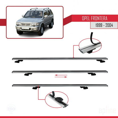 Compatible avec Opel Frontera 2 1999-2004 BASIC Model Barres de Toit Railing Porte-Bagages de Voiture Gris Aluminium 2 Barres