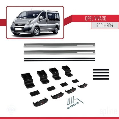 Compatible with Opel Vivaro A 2001-2014 BASIC Model Car Roof Rack Cross Bar Grey Aluminium 2 Bars