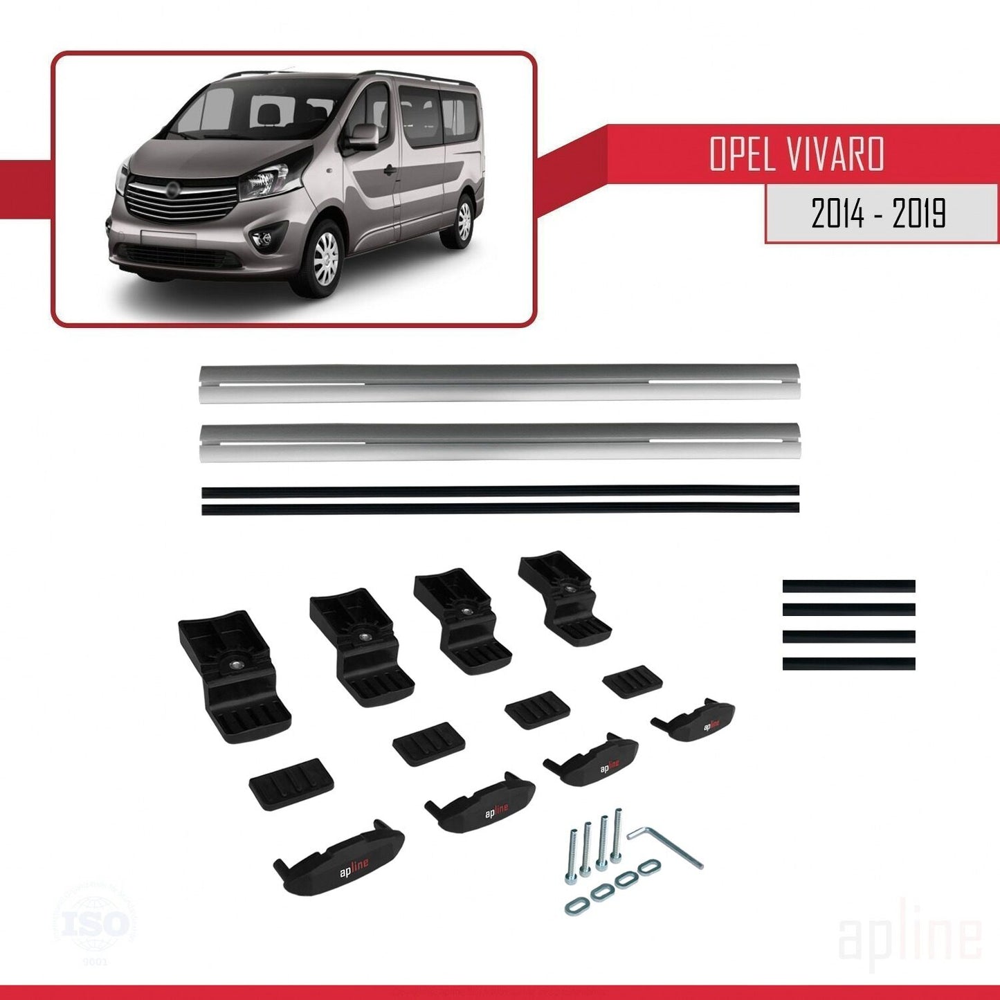 Compatible avec Opel Vivaro B 2014-2019 BASIC Model Barres de Toit Railing Porte-Bagages de Voiture Gris Aluminium 2 Barres