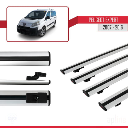 Compatible avec Peugeot Expert 2 2007-2016 BASIC Model Barres de Toit Railing Porte-Bagages de Voiture Gris Aluminium 4 Barres
