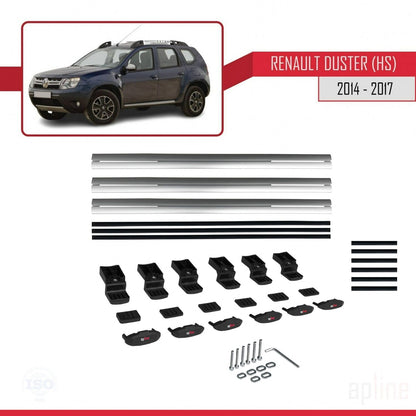 Compatible avec Renault Duster (HS) Post-Facelift 2014-2017 BASIC Model Barres de Toit Railing Porte-Bagages de Voiture Gris Aluminium 3 Barres