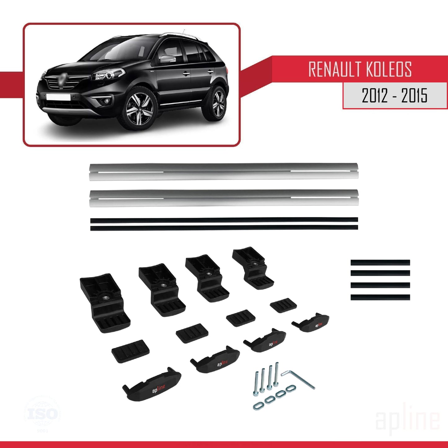 Compatible avec Renault Koleos (HY) Post-Facelift 2012-2015 BASIC Model Barres de Toit Railing Porte-Bagages de Voiture Gris Aluminium 2 Barres
