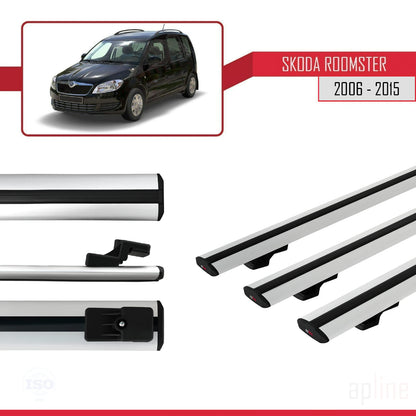 Compatible avec Skoda Roomster 2006-2015 BASIC Model Barres de Toit Railing Porte-Bagages de Voiture Gris Aluminium 3 Barres