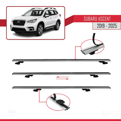 Compatible avec Subaru Ascent 2019-2025 BASIC Model Barres de Toit Railing Porte-Bagages de Voiture Gris Aluminium 3 Barres