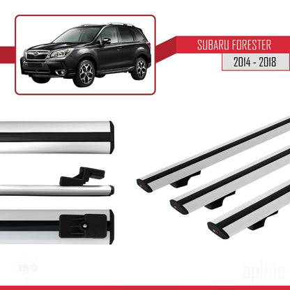 Compatible avec Subaru Forester 4 (SJ) 2014-2018 BASIC Model Barres de Toit Railing Porte-Bagages de Voiture Gris Aluminium 3 Barres