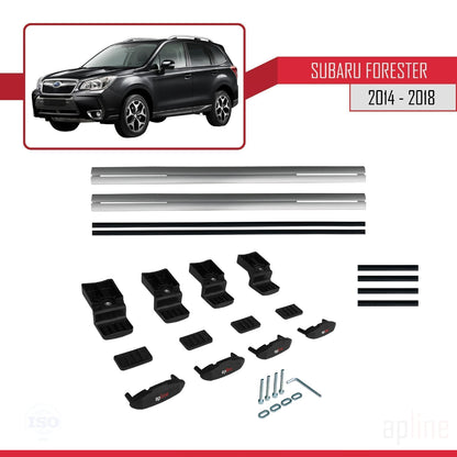 Compatible avec Subaru Forester 4 (SJ) 2014-2018 BASIC Model Barres de Toit Railing Porte-Bagages de Voiture Gris Aluminium 2 Barres