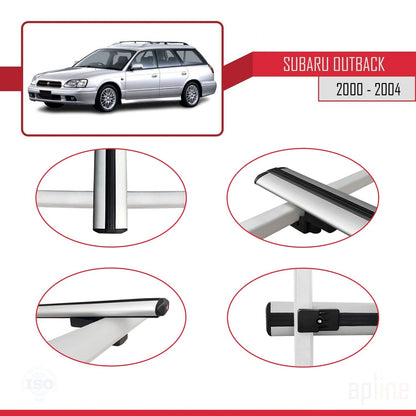 Compatible avec Subaru Outback 2 2000-2004 BASIC Model Barres de Toit Railing Porte-Bagages de Voiture Gris Aluminium 3 Barres