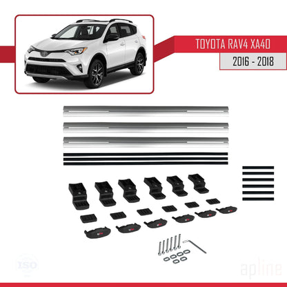 Compatible avec Toyota RAV4 IV (XA40) Post-Facelift 2016-2018 BASIC Model Barres de Toit Railing Porte-Bagages de Voiture Gris Aluminium 3 Barres