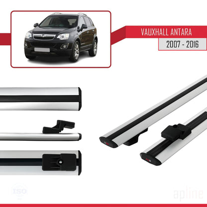 Compatible avec Vauxhall Antara 2007-2016 BASIC Model Barres de Toit Railing Porte-Bagages de Voiture Gris Aluminium 2 Barres