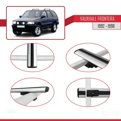 Compatible avec Vauxhall Frontera 1992-1998 BASIC Model Barres de Toit Railing Porte-Bagages de Voiture Gris Aluminium 2 Barres