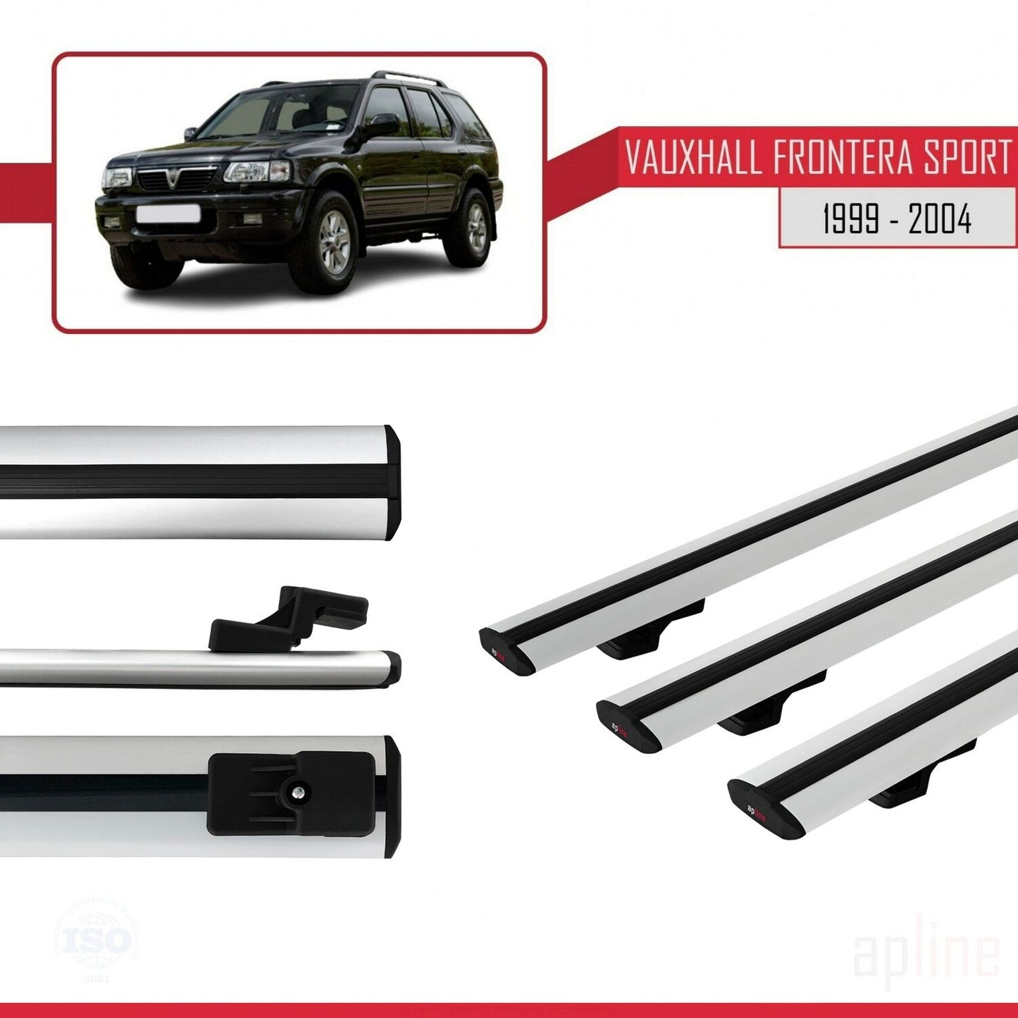 Compatible avec Vauxhall Frontera 2 Sport 1999-2004 BASIC Model Barres de Toit Railing Porte-Bagages de Voiture Gris Aluminium 3 Barres