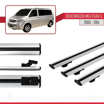 Compatible avec Volkswagen T5 Multivan 2003-2015 BASIC Model Barres de Toit Railing Porte-Bagages de Voiture Gris Aluminium 3 Barres