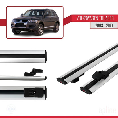 Compatible avec Volkswagen Touareg (7L) 2002-2010 BASIC Model Barres de Toit Railing Porte-Bagages de Voiture Gris Aluminium 2 Barres