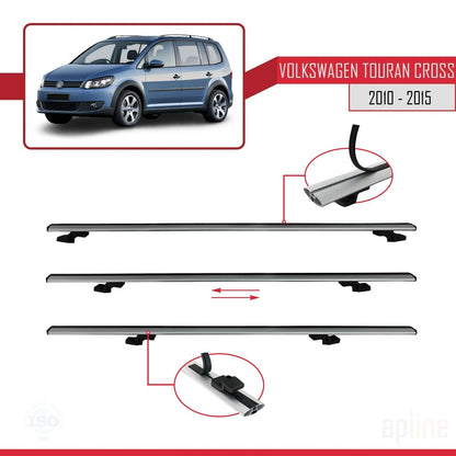 Compatible avec Volkswagen Touran Cross Post-Facelift 2010-2015 BASIC Model Barres de Toit Railing Porte-Bagages de Voiture Gris Aluminium 2 Barres