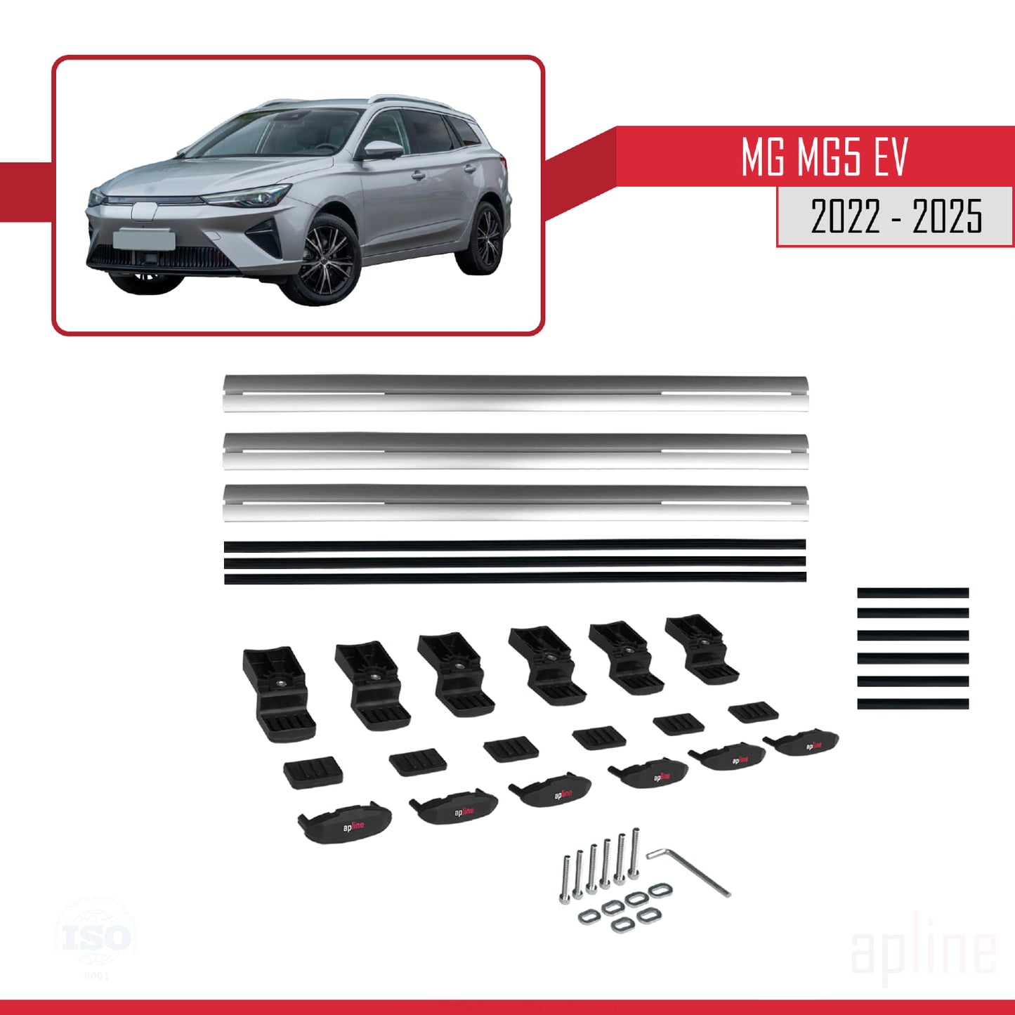 Compatible avec MG 5 EV 2022-2025 BASIC Model Barres de Toit Railing Porte-Bagages de Voiture Gris Aluminium 3 Barres