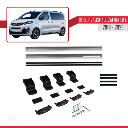 Compatible with Opel Zafira Life 2019-2025 BASIC Model Car Roof Rack Cross Bar Grey Aluminium 2 Bars