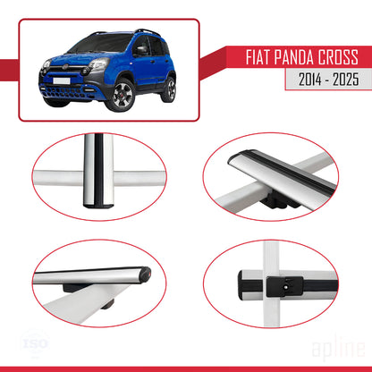 Compatible avec Fiat Panda Cross 2014-2025 BASIC Model Barres de Toit Railing Porte-Bagages de Voiture Gris Aluminium 3 Barres