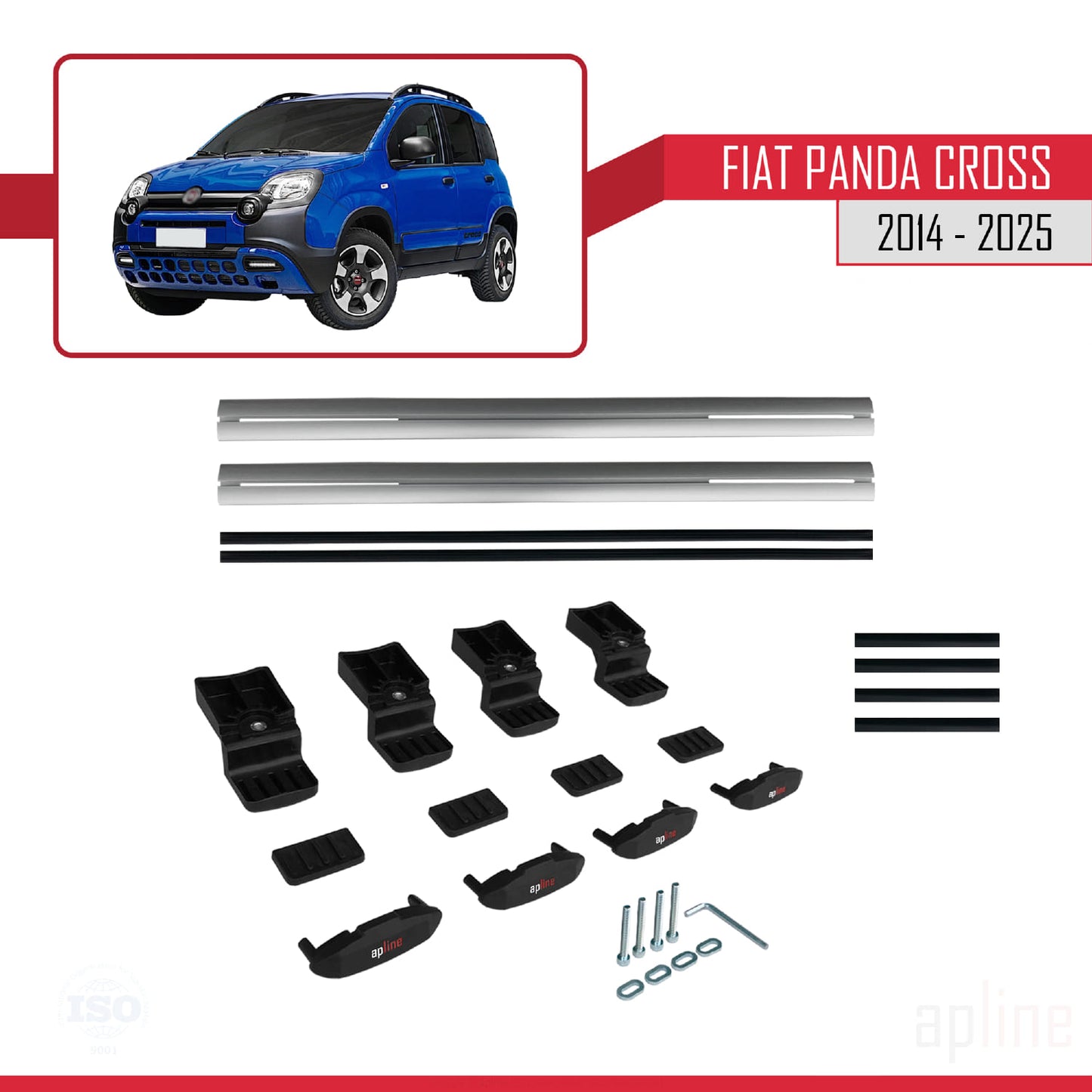 Compatible avec Fiat Panda Cross 2014-2025 BASIC Model Barres de Toit Railing Porte-Bagages de Voiture Gris Aluminium 2 Barres