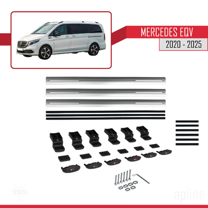 Compatible avec Mercedes EQV (W447) 2020-2025 BASIC Model Barres de Toit Railing Porte-Bagages de Voiture Gris Aluminium 3 Barres
