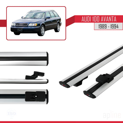Compatible avec Audi 100 Avanta 1989-1994 BASIC Model Barres de Toit Railing Porte-Bagages de Voiture Gris Aluminium 2 Barres