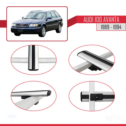 Compatible avec Audi 100 Avanta 1989-1994 BASIC Model Barres de Toit Railing Porte-Bagages de Voiture Gris Aluminium 2 Barres
