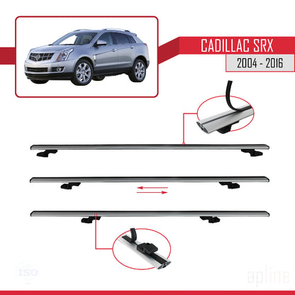 Compatible avec Cadillac SRX 2004-2016 BASIC Model Barres de Toit Railing Porte-Bagages de Voiture Gris Aluminium 3 Barres