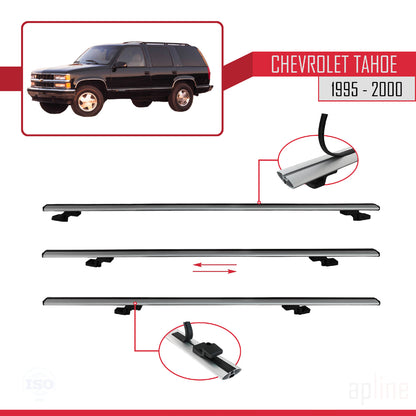 Compatible avec Chevrolet Tahoe 1995-2000 BASIC Model Barres de Toit Railing Porte-Bagages de Voiture Gris Aluminium 3 Barres