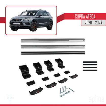 Compatible avec Cupra Ateca 2020-2024 BASIC Model Barres de Toit Railing Porte-Bagages de Voiture Gris Aluminium 2 Barres
