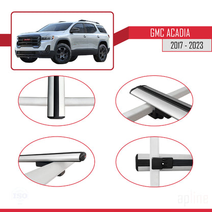 Compatible avec GMC Acadia 2017-2023 BASIC Model Barres de Toit Railing Porte-Bagages de Voiture Gris Aluminium 2 Barres