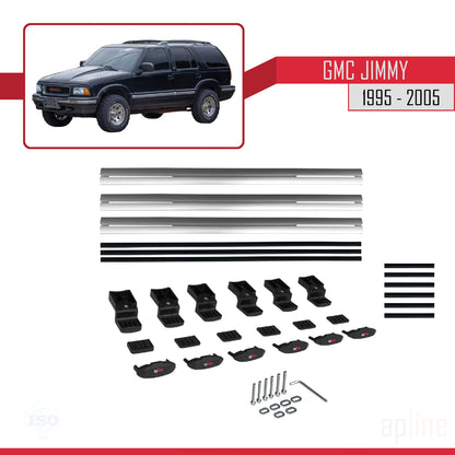Compatible avec GMC Jimmy 1995-2005 BASIC Model Barres de Toit Railing Porte-Bagages de Voiture Gris Aluminium 3 Barres