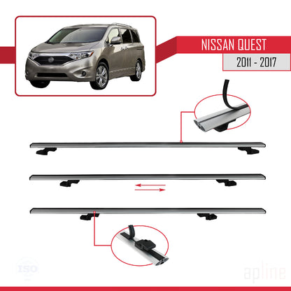 Compatible avec Nissan Quest 2011-2017 BASIC Model Barres de Toit Railing Porte-Bagages de Voiture Gris Aluminium 2 Barres