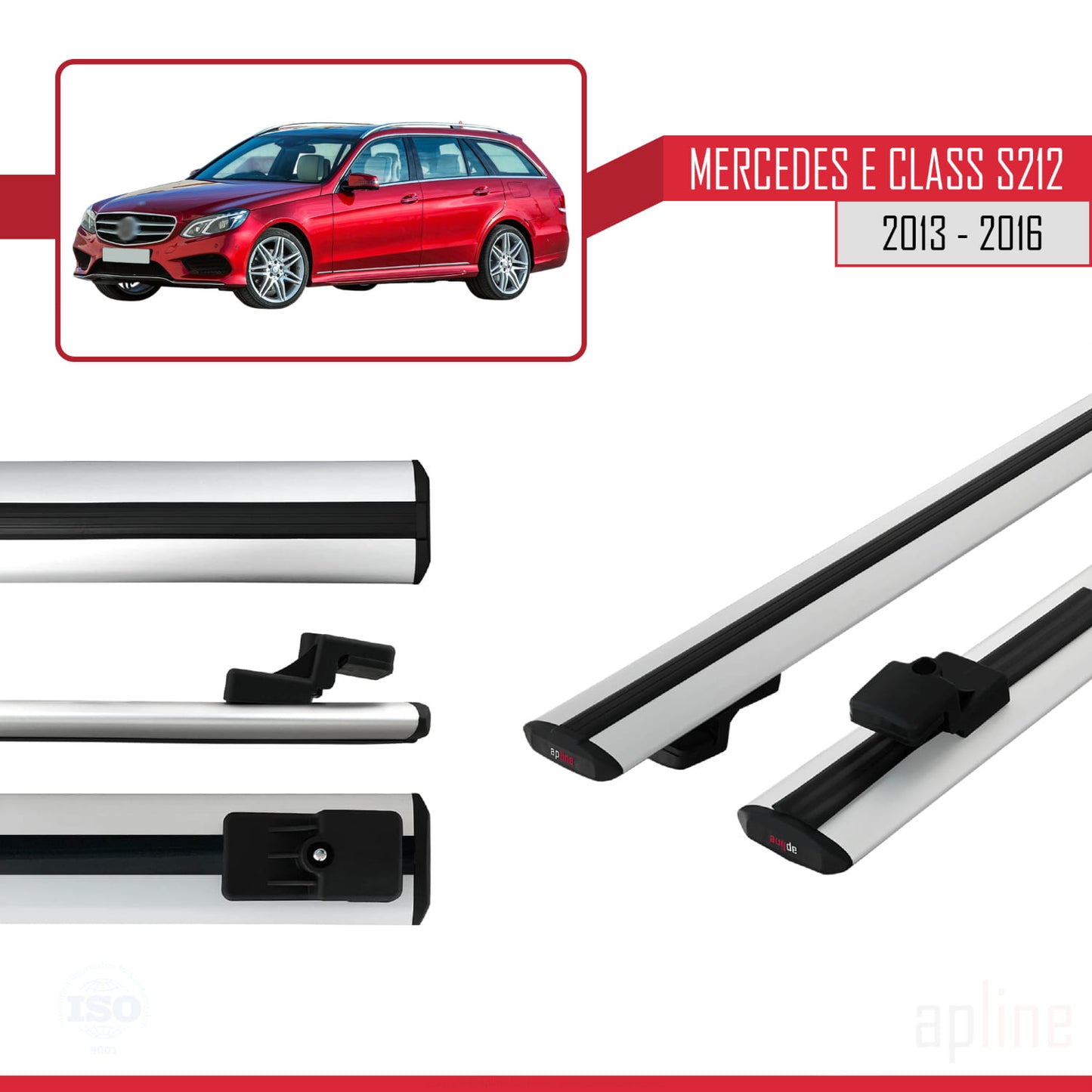 Compatible avec Mercedes E Class S212 2013-2016 BASIC Model Barres de Toit Railing Porte-Bagages de Voiture Gris Aluminium 2 Barres