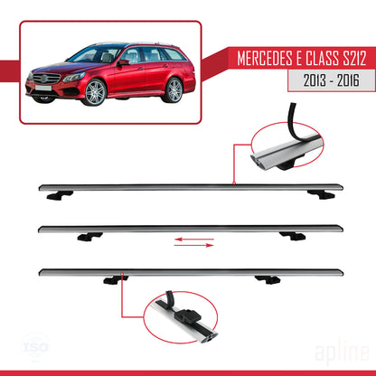 Compatible avec Mercedes E Class S212 2013-2016 BASIC Model Barres de Toit Railing Porte-Bagages de Voiture Gris Aluminium 2 Barres