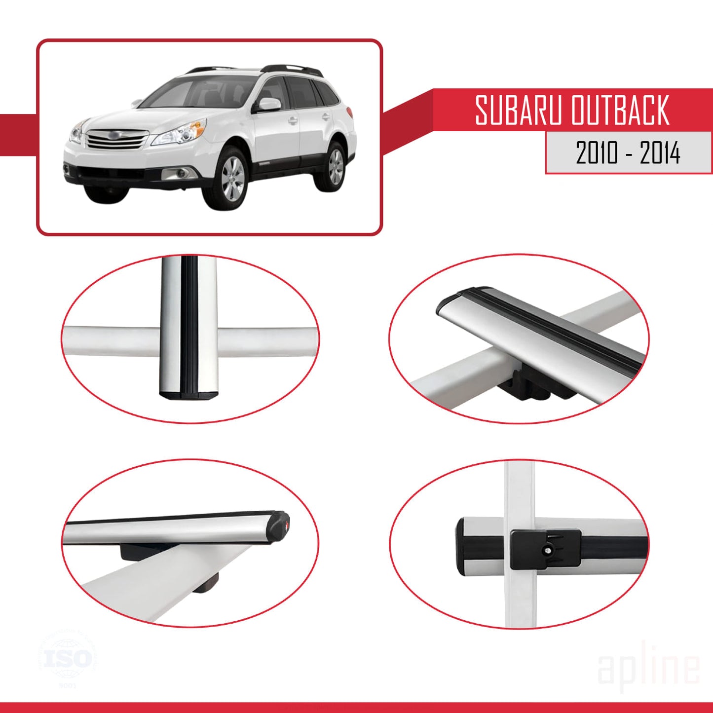 Compatible avec Subaru Outback 2010-2014 BASIC Model Barres de Toit Railing Porte-Bagages de Voiture Gris Aluminium 2 Barres