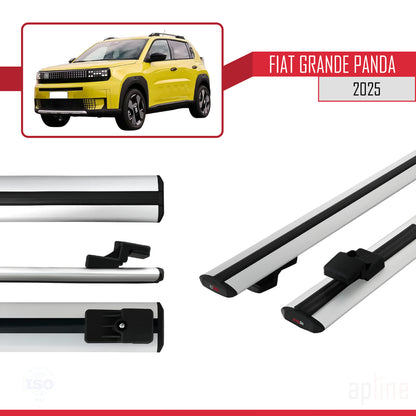 Compatible avec Fiat Grande Panda 2025-2025 BASIC Model Barres de Toit Railing Porte-Bagages de Voiture Gris Aluminium 2 Barres