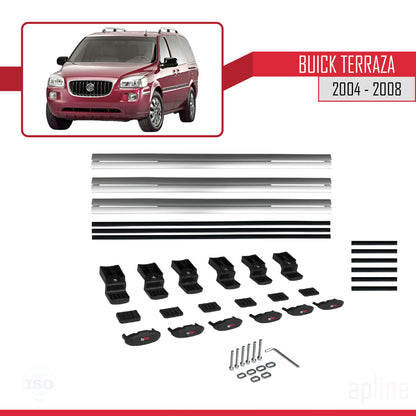 Compatible avec Buick Terraza CXL 2004-2008 BASIC Model Barres de Toit Railing Porte-Bagages de Voiture Gris Aluminium 3 Barres