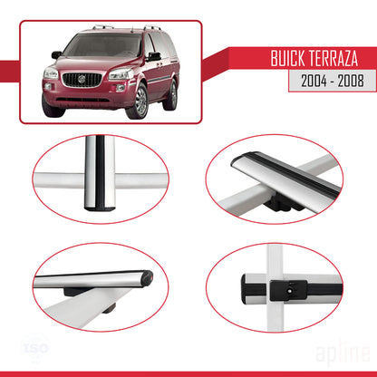 Compatible avec Buick Terraza CXL 2004-2008 BASIC Model Barres de Toit Railing Porte-Bagages de Voiture Gris Aluminium 2 Barres