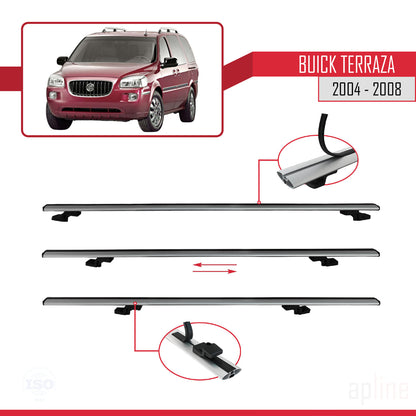 Compatible avec Buick Terraza CXL 2004-2008 BASIC Model Barres de Toit Railing Porte-Bagages de Voiture Gris Aluminium 2 Barres