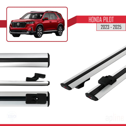 Compatible avec Honda Pilot 2023-2025 BASIC Model Barres de Toit Railing Porte-Bagages de Voiture Gris Aluminium 2 Barres