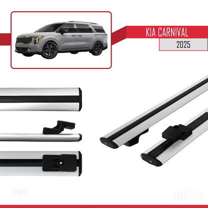 Compatible avec Kia Carnival 2025 BASIC Model Barres de Toit Railing Porte-Bagages de Voiture Gris Aluminium 2 Barres